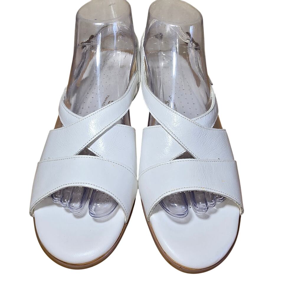 SAS Caress White Strap Wedge Sandal Womens 10 N Comfort Sandal Excellent